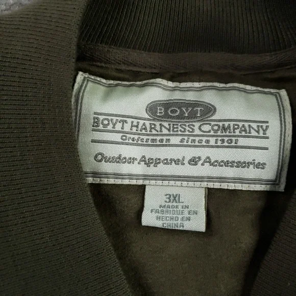 Boyt Harness Company Vest Men‎ 3XL Green Fleece Full Zip Shoulder Patch Shooting